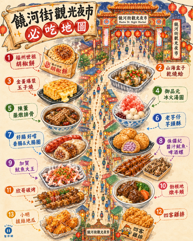 饒河街觀光夜市必吃地圖